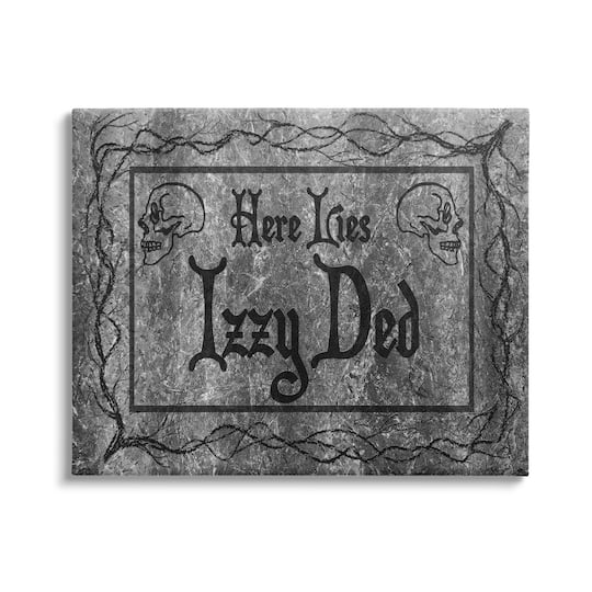 Stupell Industries Here Lies Izzy Ded Gravestone Canvas Wall Art